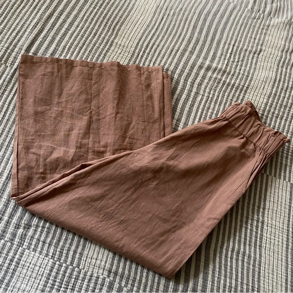 shore brand high waisted linen pant - Picture 3 of 8